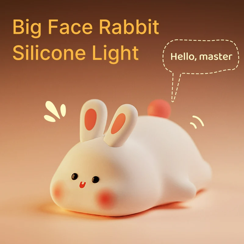 Luminária De Silicone Noturna -  Sensor De Touch Coelho